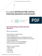 ETL Data Warehouse SQL Testing Interview Questions and Answers
