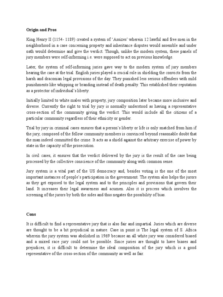 Jury Trial Pros and Cons Jury Trial Legal Procedure