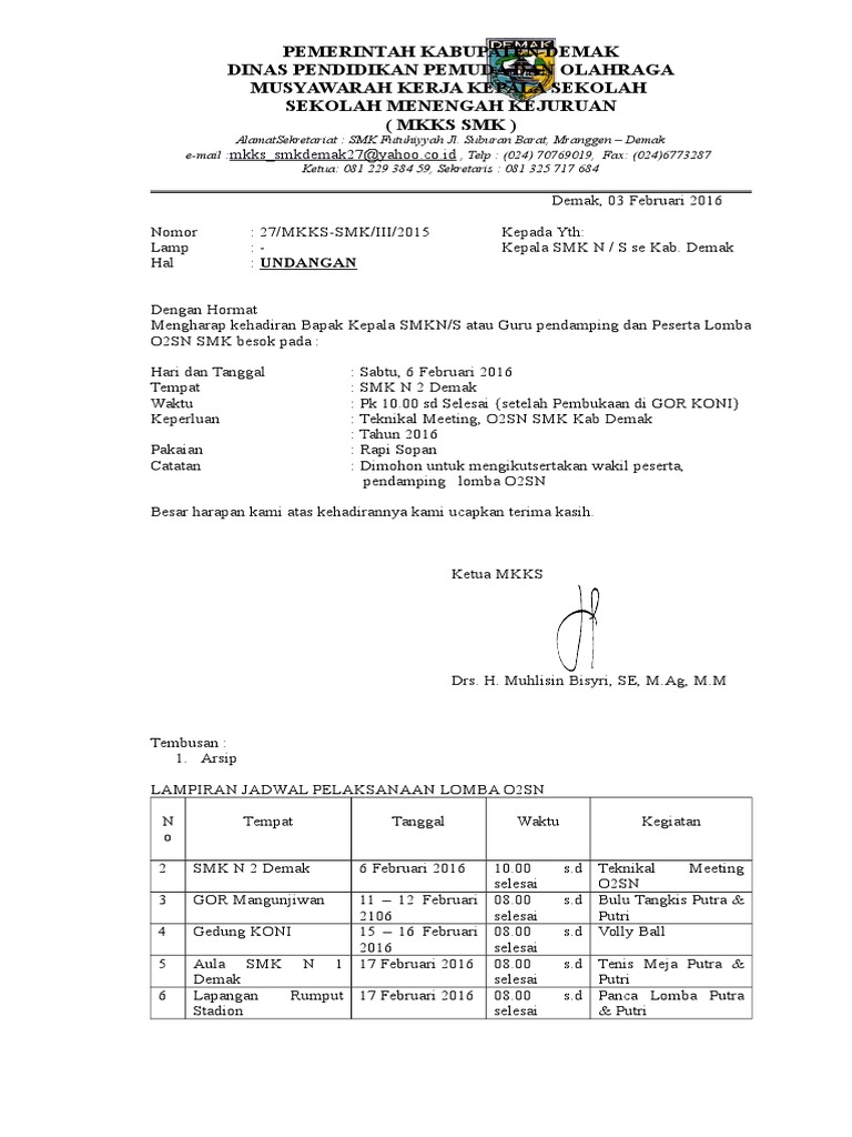 570 Koleksi Contoh Surat Undangan Kegiatan O2sn Terbaik