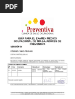 Vmo-pro-001 Guía Para El Examen Médico Ocupacional de Trabajadores de Preventiva