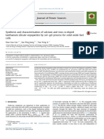 Synthesis and Characterization of Calcium and Iron Co-doped Lanthanum Silicate Oxyapatites by Sol-gel Process for SOFC