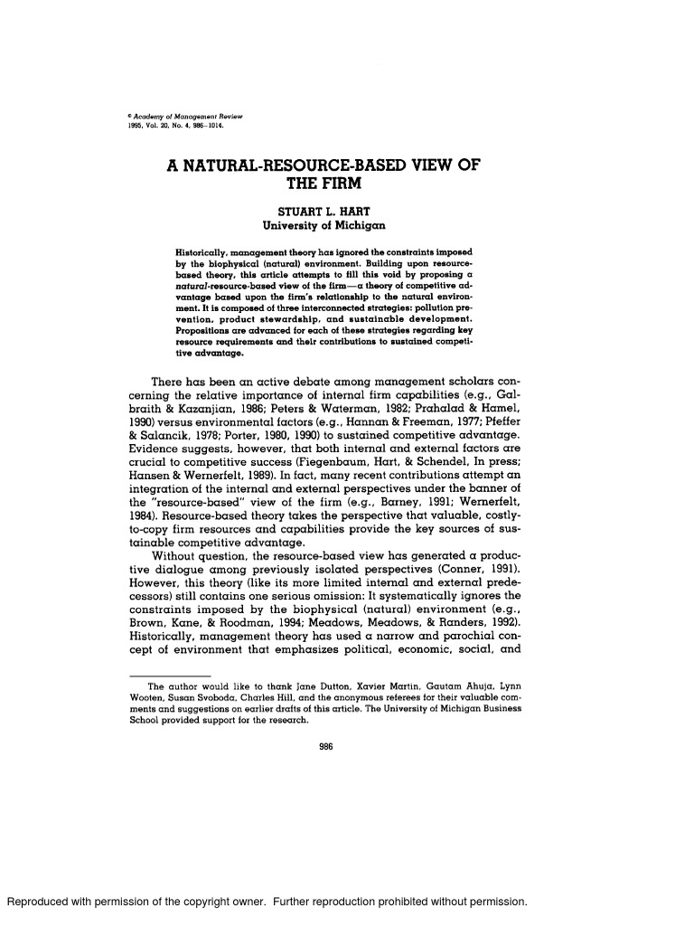 Hart-1995-A Natural-Resource-Based View of The Firm | PDF | Anti ...