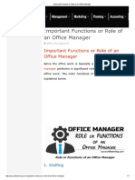 Important Functions or Role of an Office Manager