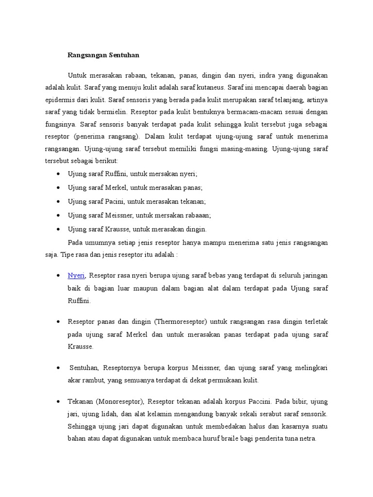 Rangsangan Sentuhan | PDF