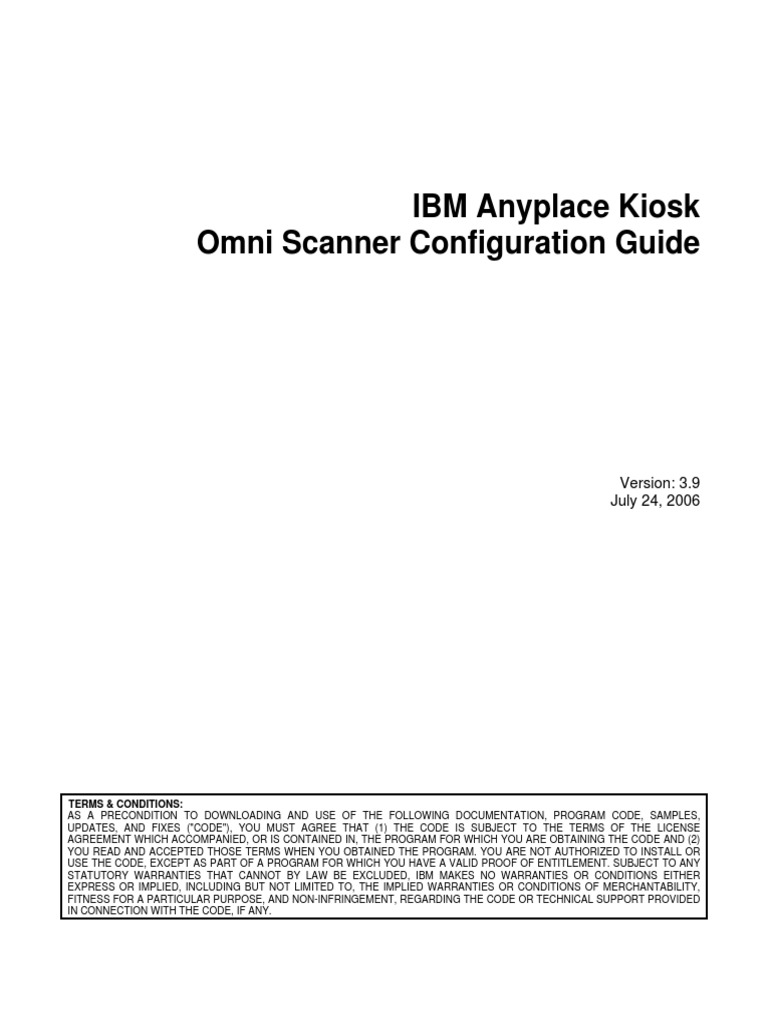 IBM Anyplace Kiosk Omni Scanner Configuration Guide V3.9 PDF | PDF ...