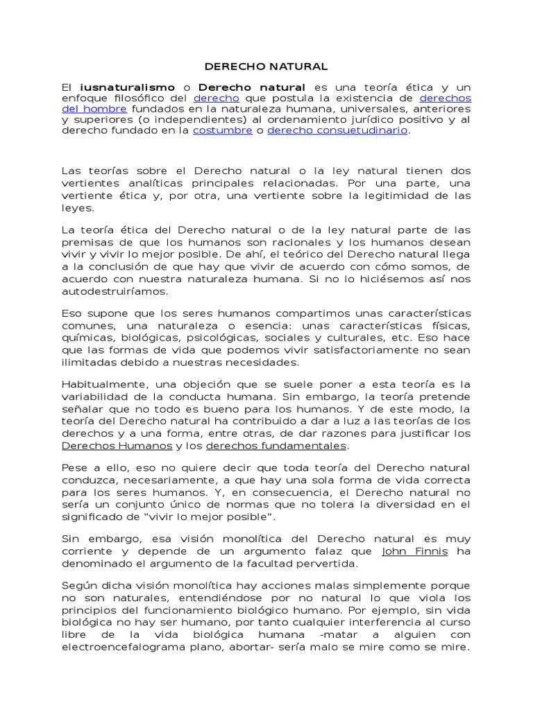 Derecho Natural I | PDF | La Ley natural | Derechos humanos