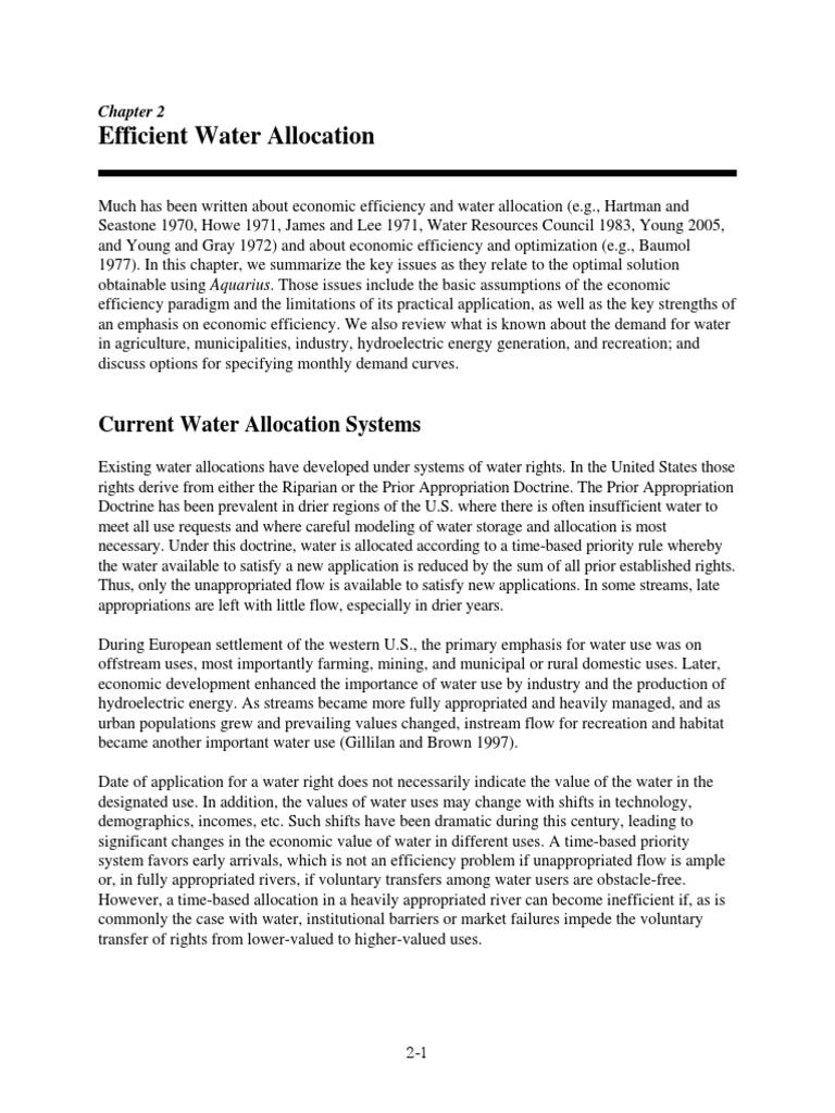 Efficient Water Allocation | PDF | Demand | Water Resources