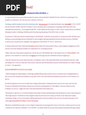 DOWER, Removing the Misconceptions About MAHAR, the Muslim Matrimonial Gift