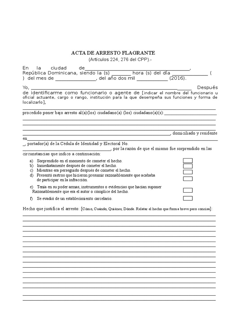 Acta de Arresto 2014