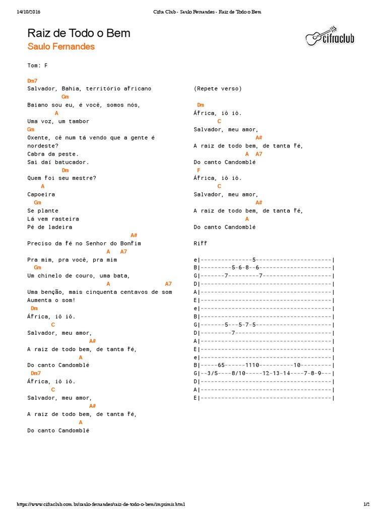Cifra Club Saulo Fernandes Raiz de Todo o Bem PDF