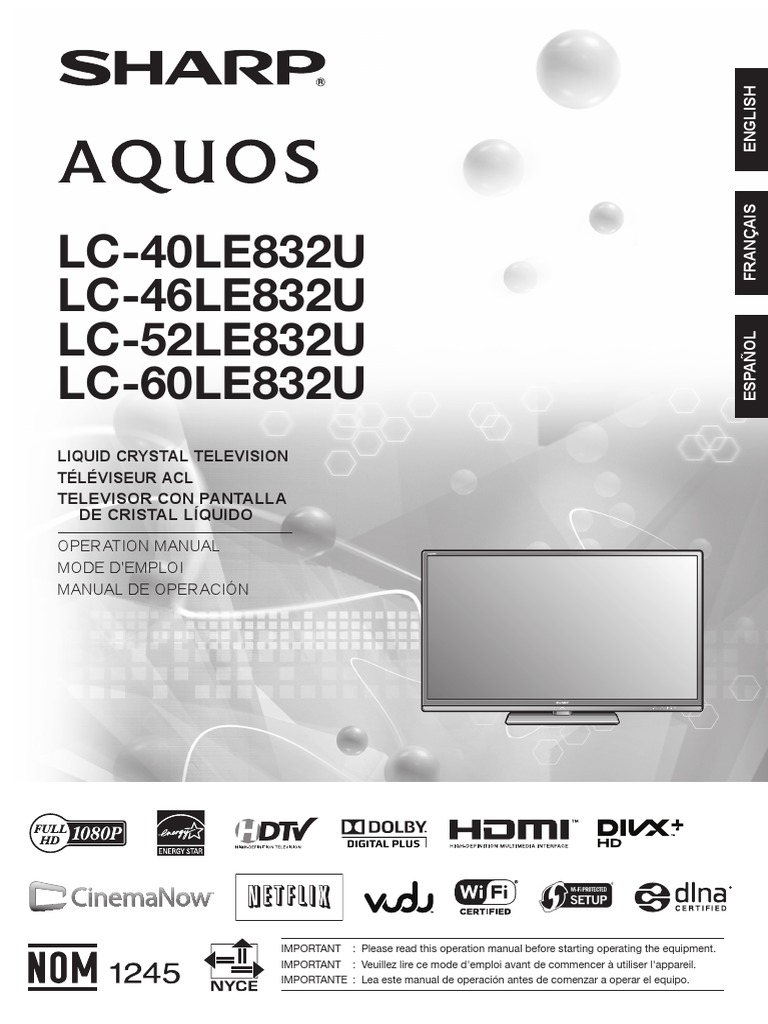 Aquos LC 60le832u PDF Hdmi Interference