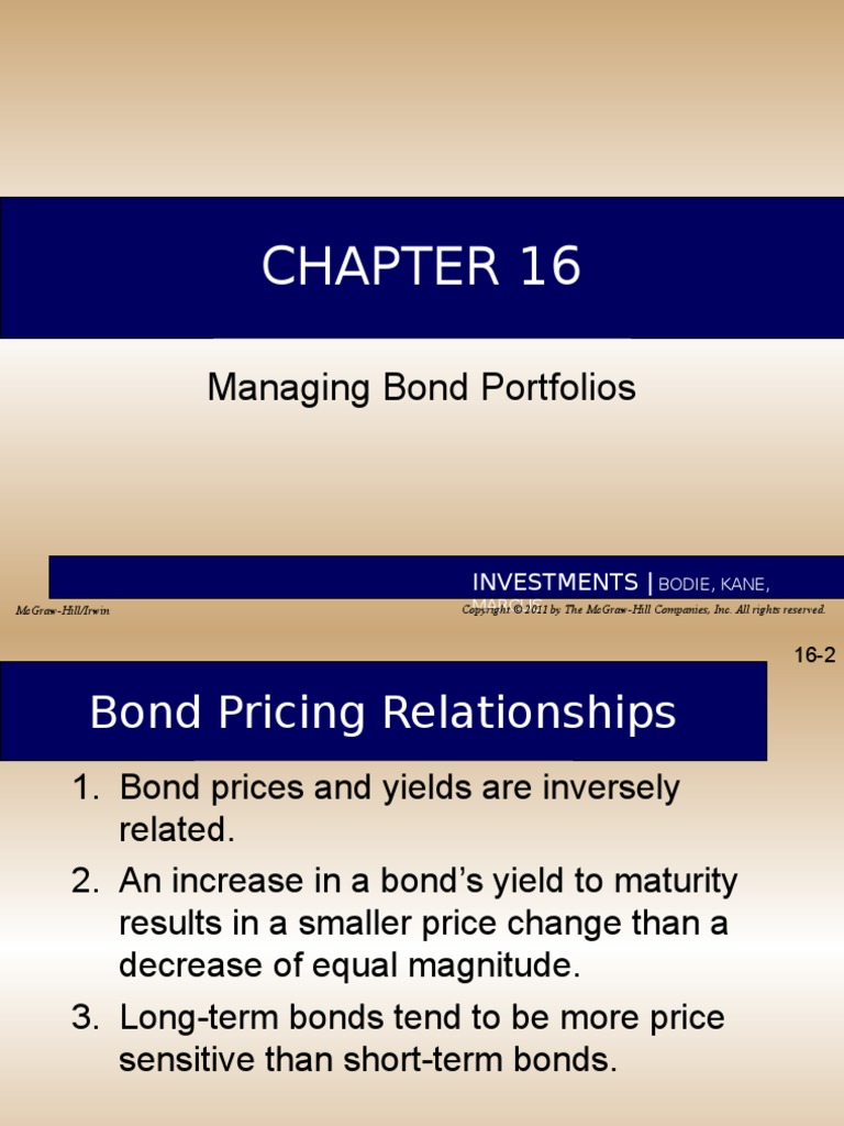 Managing Bond Portfolios Investments PDF Bond Duration Mortgage