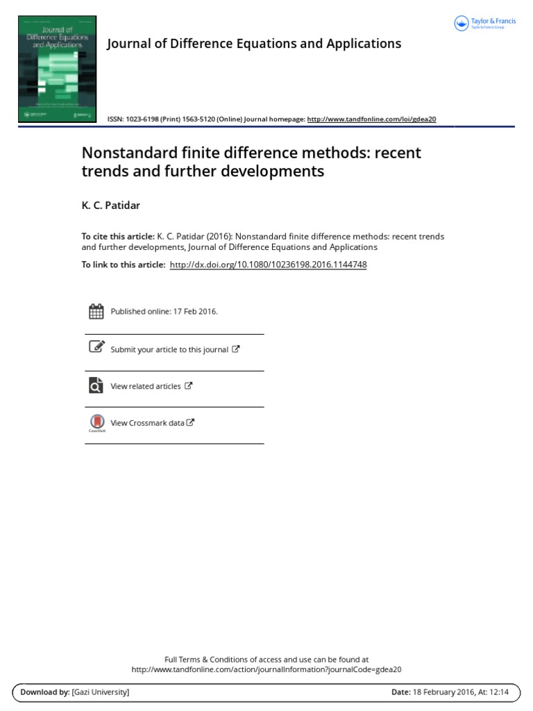 Patidar Nonstandard Finite Difference Methods | PDF | Partial ...