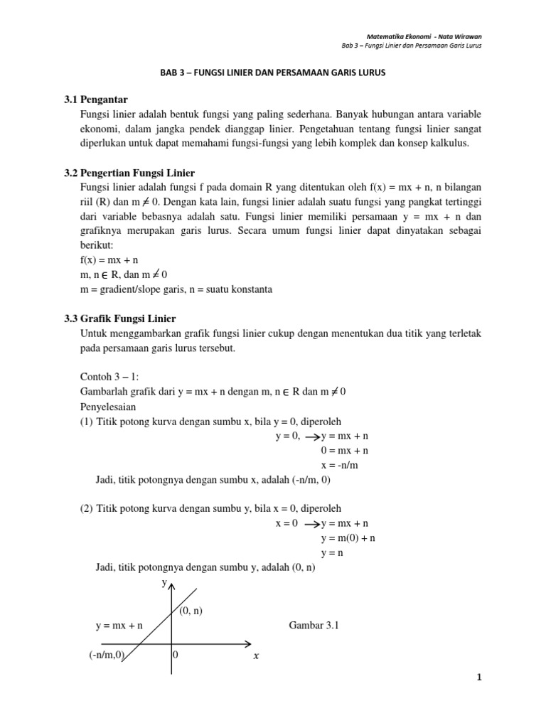 Contoh Soal Matematika Ekonomi Fungsi Linier Contoh Soal