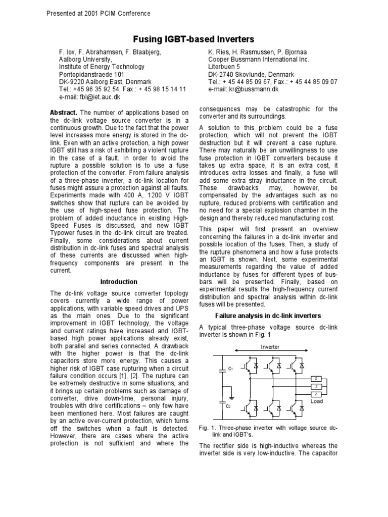 IGBT Fuse Protection in Inverters | PDF | Power Inverter | Rectifier