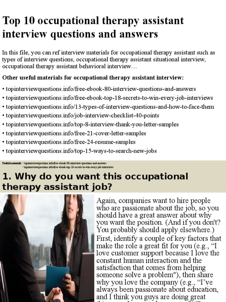 Top 10 occupational therapy assistant interview questions and answers