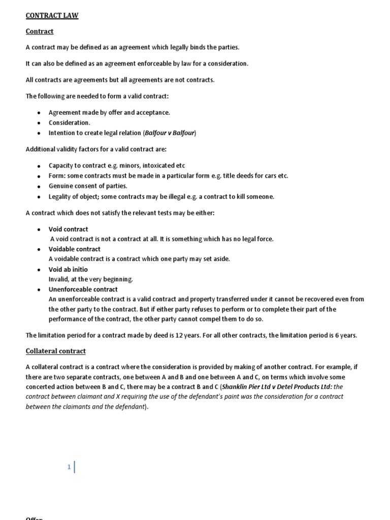 Key Elements of Contract Law Explained | PDF | Offer And Acceptance ...