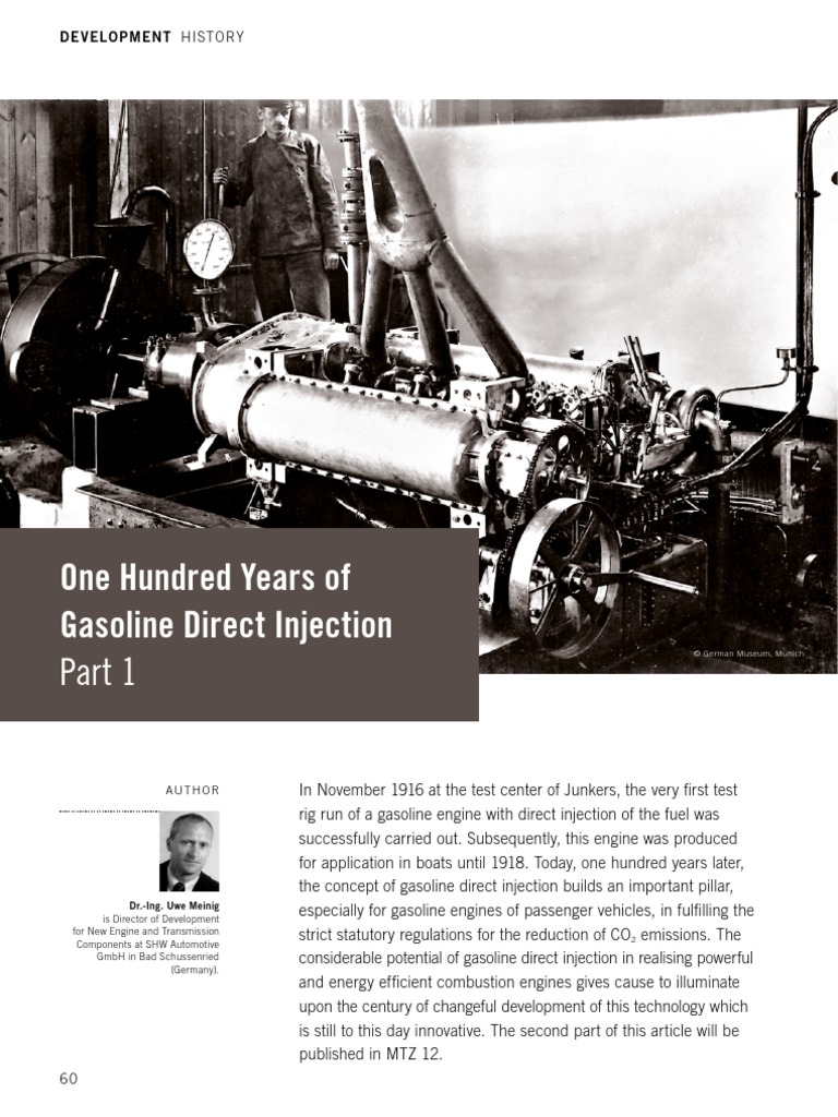 One Hundred Years of Gasoline Direct Injection Development History