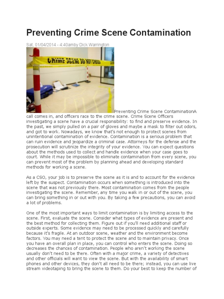 Preventing Crime Scene Contamination: Sat, 01/04/2014 - 4:40amby Dick ...