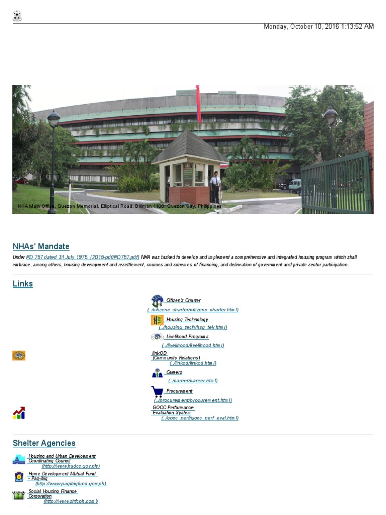 NHA _ National Housing Authority Judiciaries President Of The Philippines