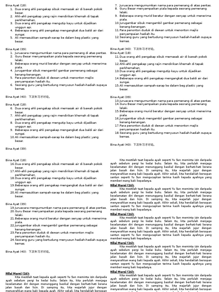 Bina Ayat Jawapan Pdf