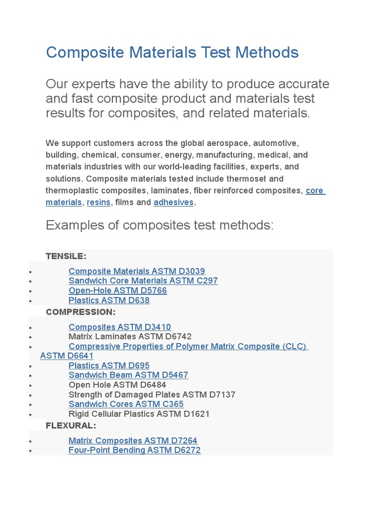 Composite Materials Test Methods PDF Composite Material Adhesive