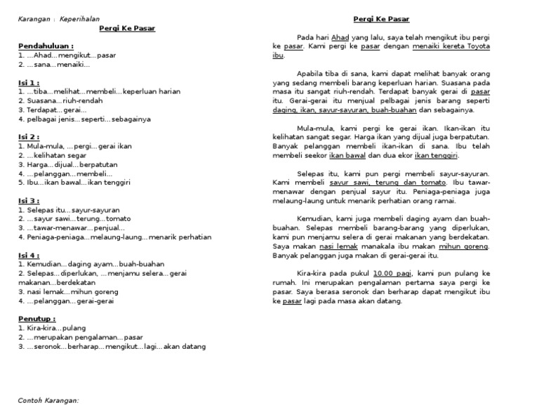 Karangan Pergi Ke Pasar Pdf
