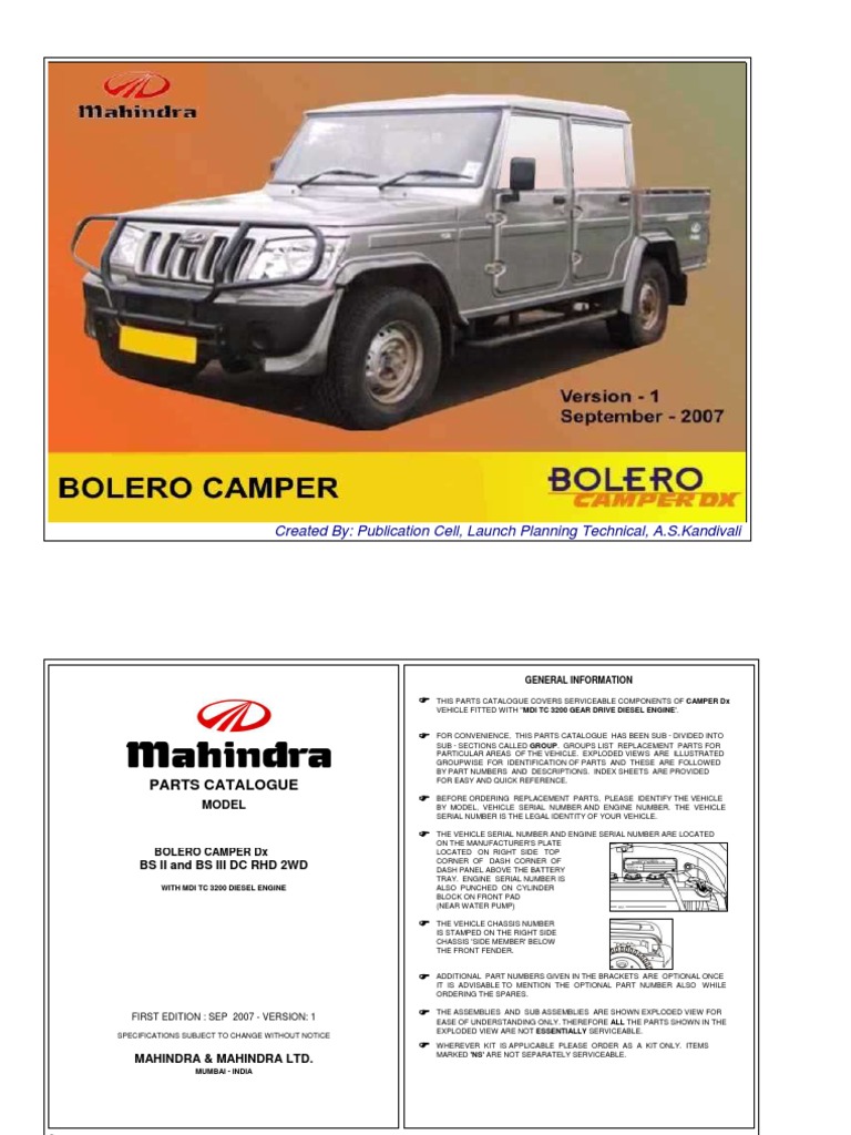 Bolero Camper Dx Ver 1 Sep 2007 Manual Transmission Transmission