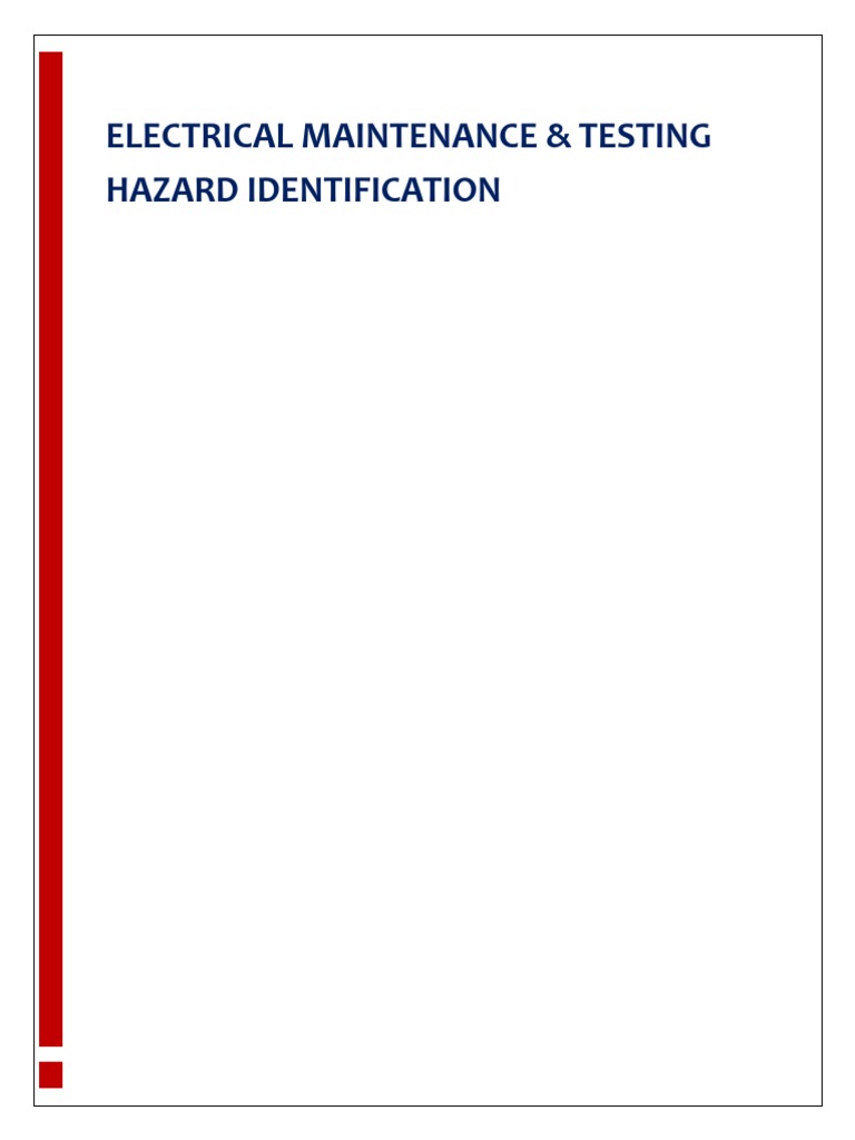 Electrical Maintenance & Testing Hazard Identification PDF Safety Risk