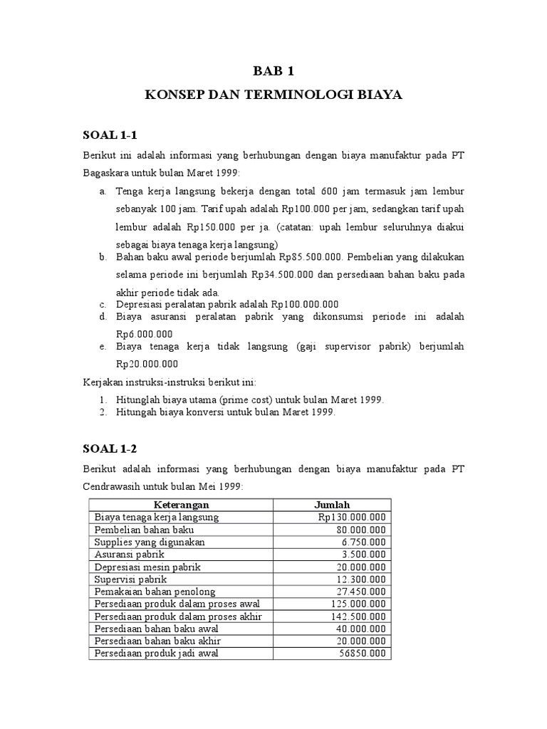 Praktik Akuntansi Manajemen Soal Dan Jawaban