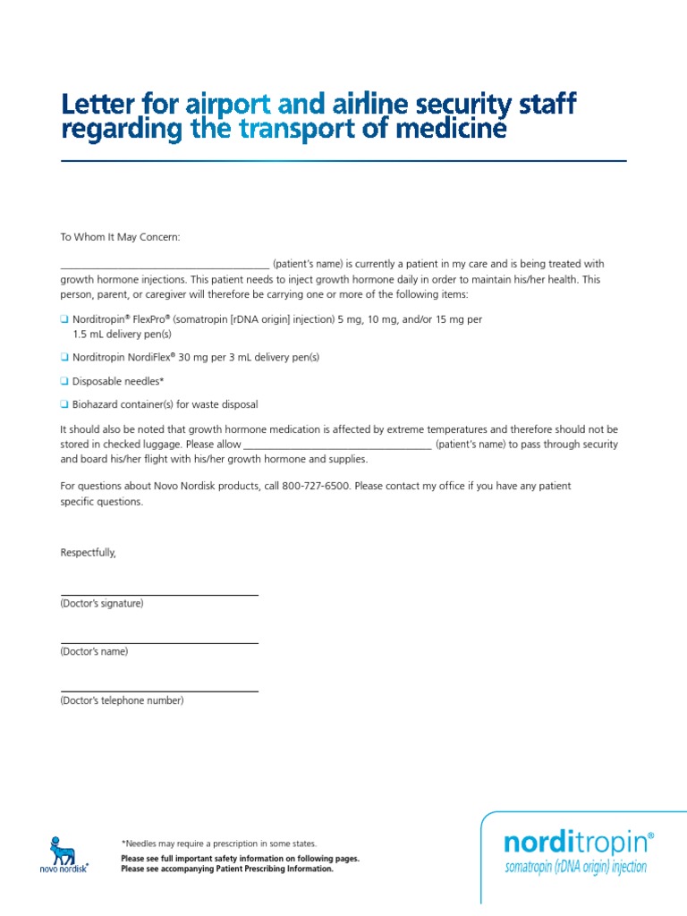 Norditropin Travel Letter0611000348 1v 2 PDF Growth Hormone