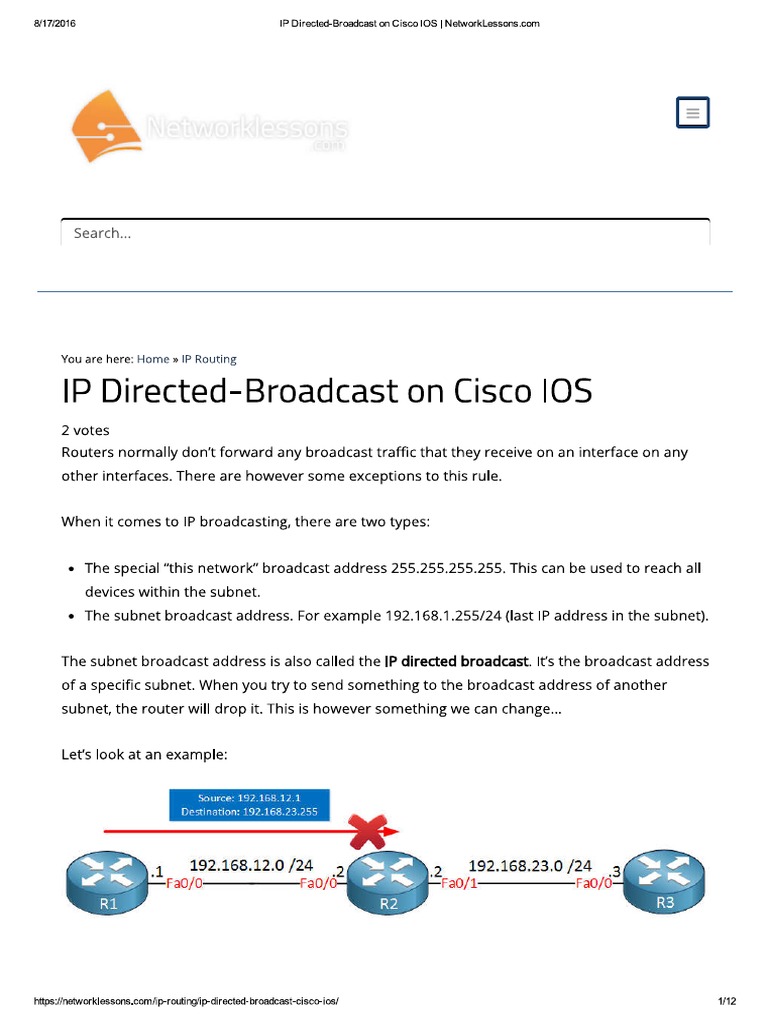 01 IP Directed-Broadcast On Cisco IOS | PDF