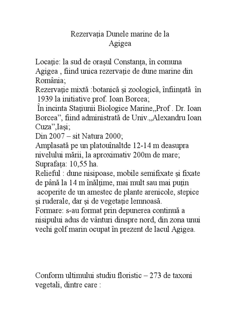 RezervaÈia Dunele Marine De La Agigea