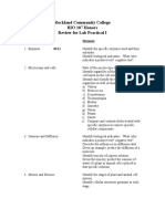 Rockland Community College BIO 107 Honors Review For Lab Practical I