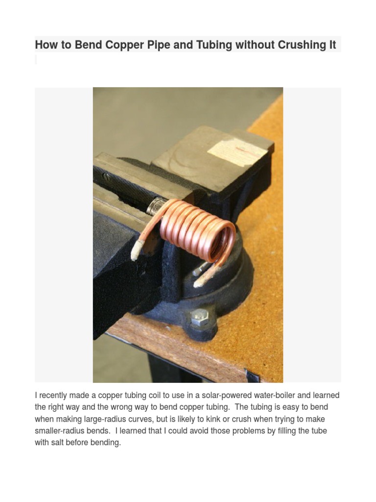 How To Bend Copper Pipe and Tubing Without Crushing It PDF