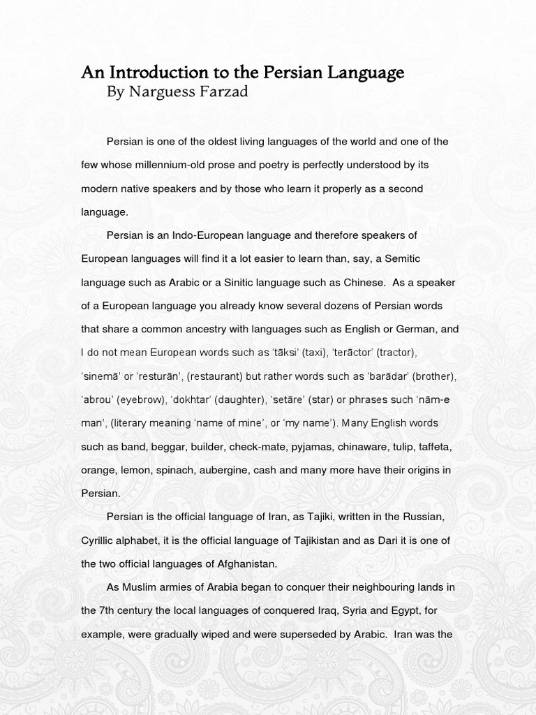 Overview of the Persian Language | PDF | Persian Language | Iran