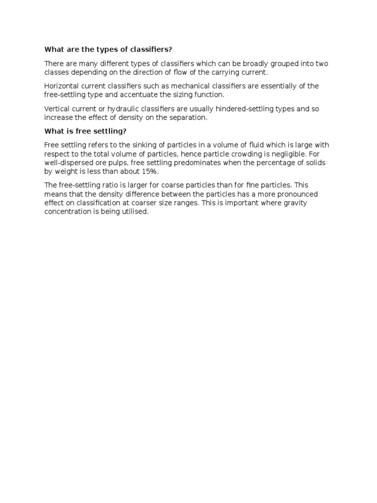 Types of Classifiers in Particle Separation | PDF | Science ...