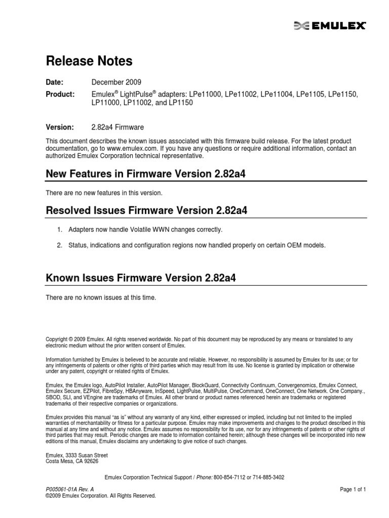 Release Notes: New Features in Firmware Version 2.82a4 | PDF