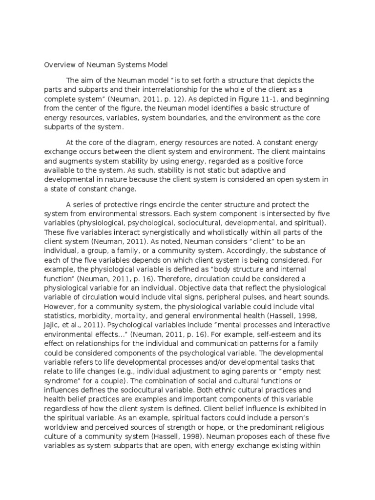 Overview Of Neuman Systems Model Pdf Stress Biology Preventive
