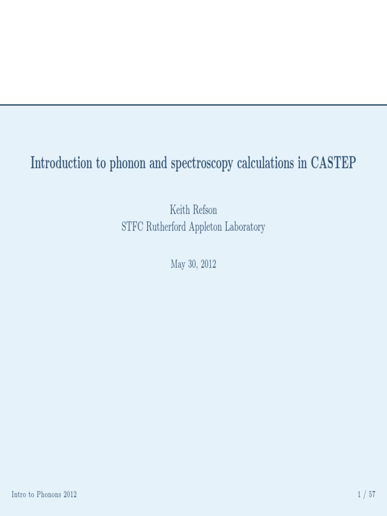 CASTEP Phonon and Spectroscopy Guide | PDF | Phonon | Dielectric