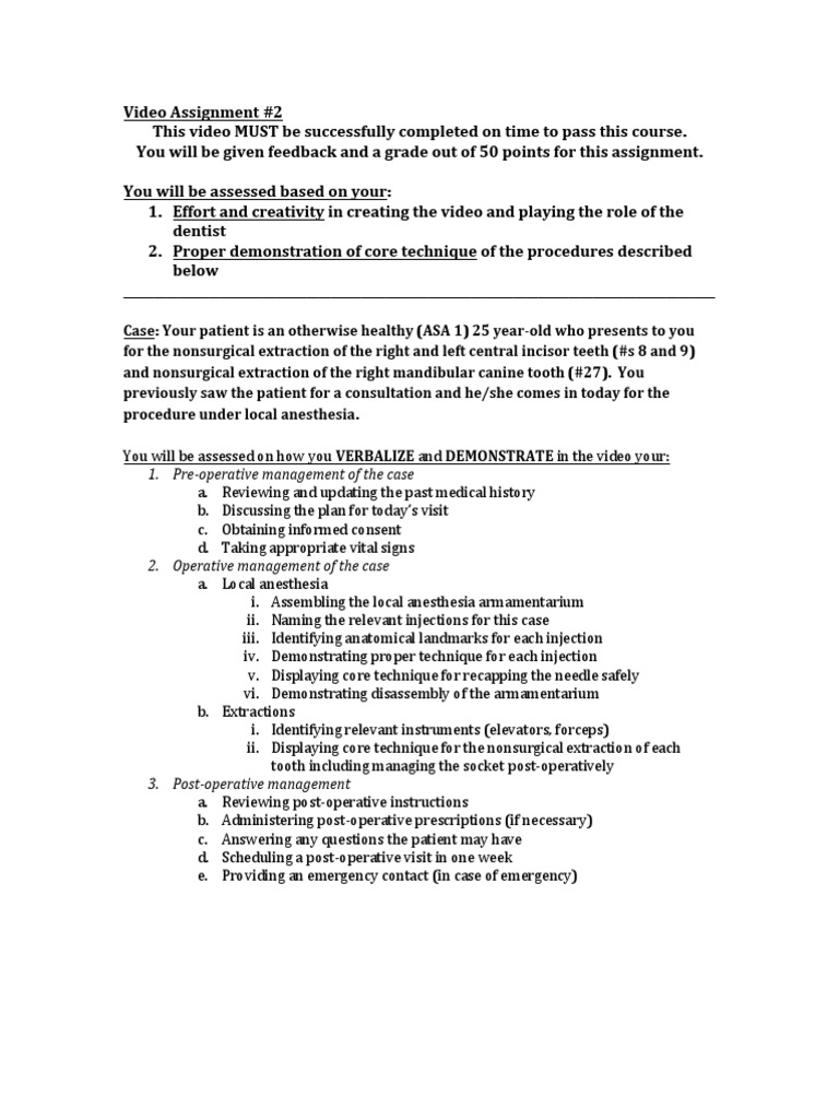 Video Assignment 2 PDF Dentistry Branches Dentistry