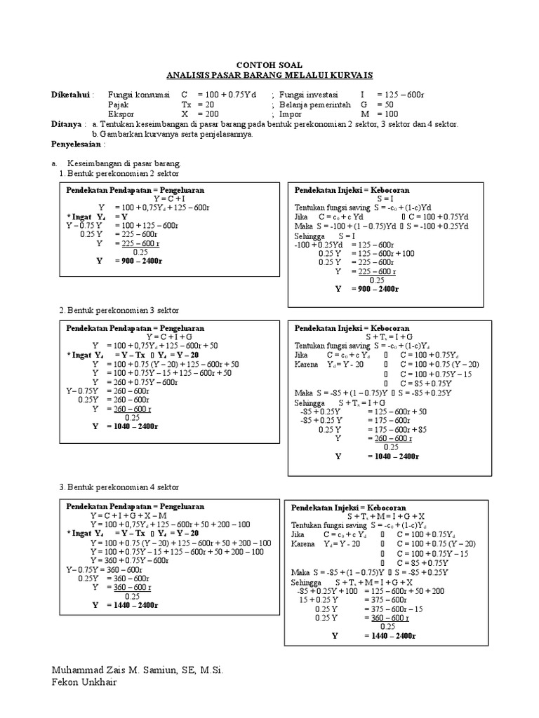 Contoh Soal Makro Pasar Barang