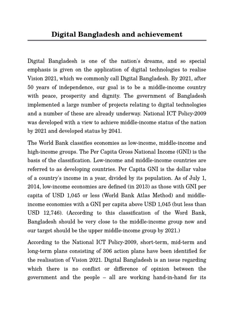 Digital Bangladesh and Achievement PDF Of Things