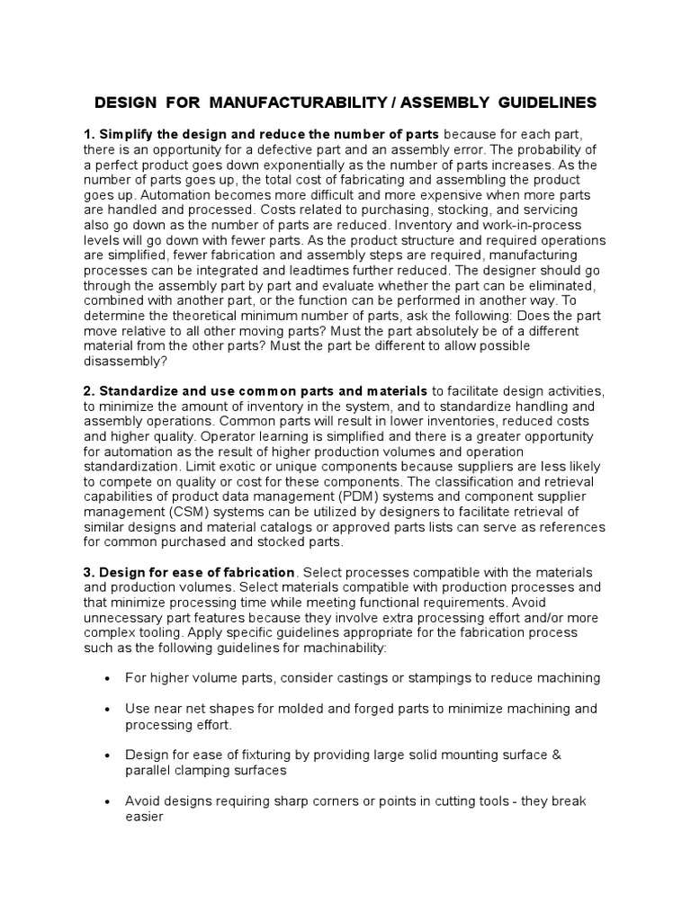 DFMA Guidelines - Excellent | Machining | Printed Circuit Board