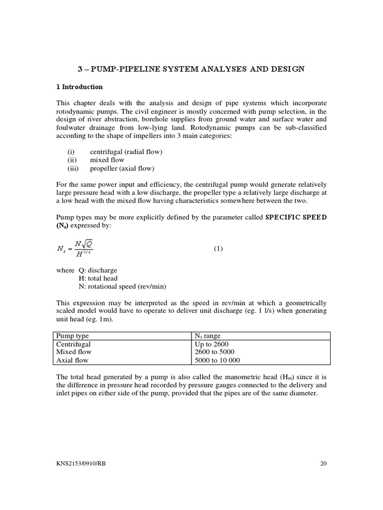 Pump-Pipeline System Design Analysis | PDF | Pump | Hydraulic Engineering