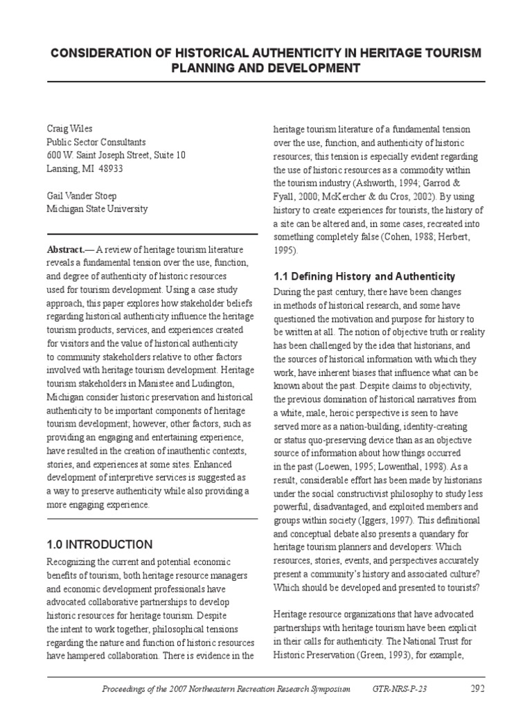 Heritage Tourism Pdf Tourism Cultural Heritage