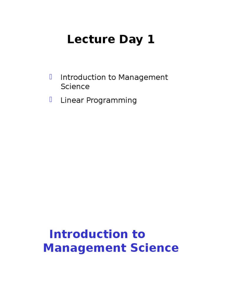 Intro to Management Science | PDF | Linear Programming | Science