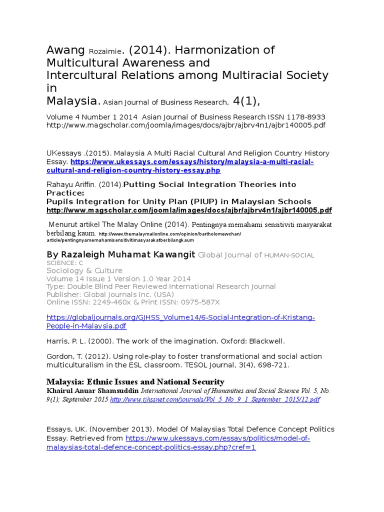 Multicultural Integration in Malaysia | PDF | Social Science | Language ...