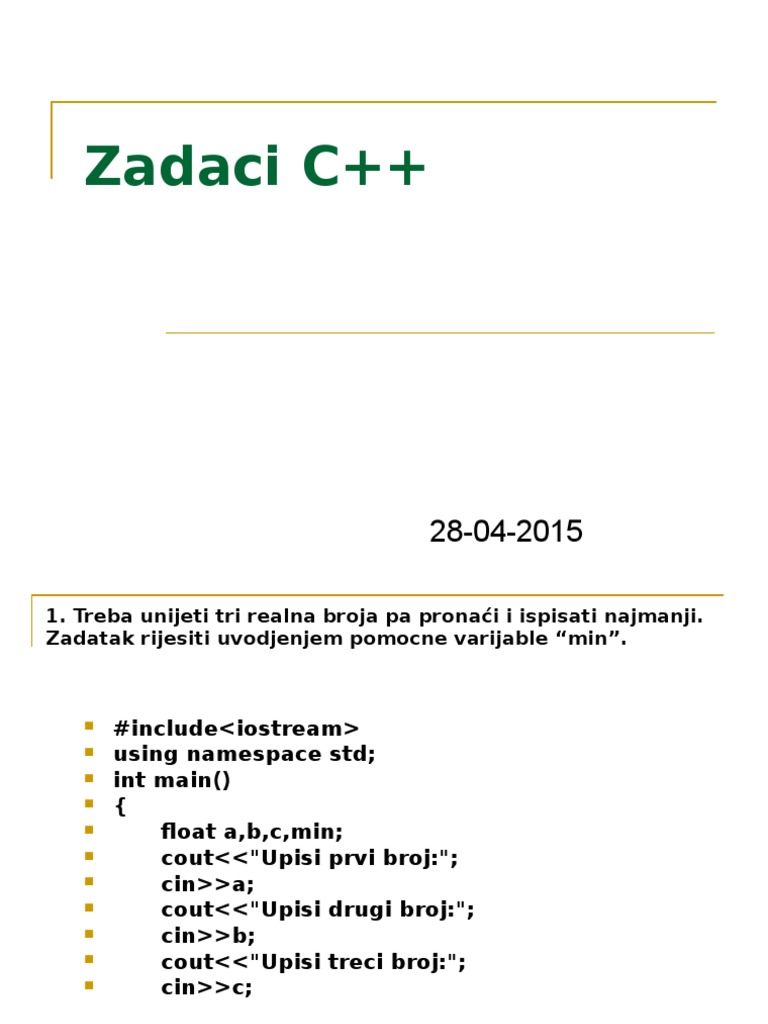 2015-04-28 Zadaci C++ | PDF