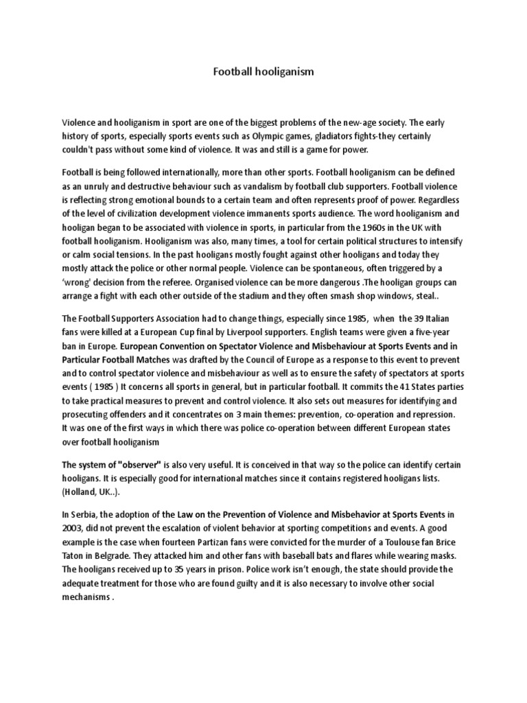 Understanding Football Hooliganism Issues | PDF | Association Football ...